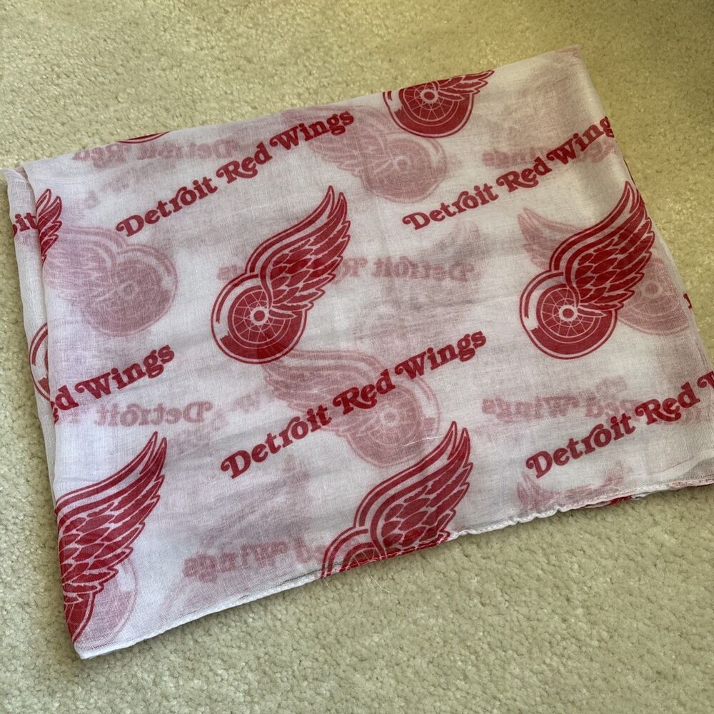 DETROIT RED WINGS Alternate Infinity Fashion Scarf Soft Sheer White Red